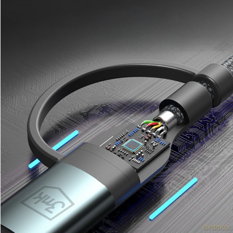 3mk Hyper Cable N-SERIES 2 in 2 A/C to C/Lightning 1.2m QC 3.0 9V/2A 60W Black