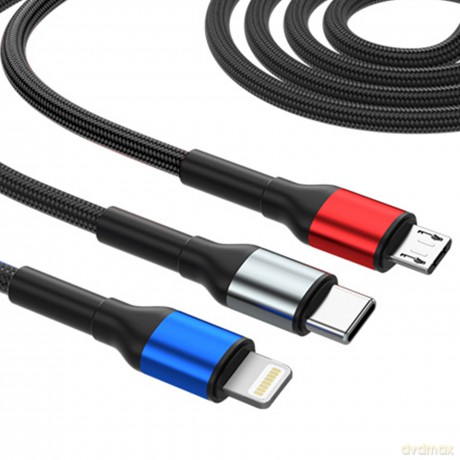 3mk Hyper Cable N-SERIES 6 in 1 C/A to C/Lightning/Micro 1.2m QC 3.0 9V/2A 18W Black