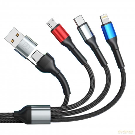3mk Hyper Cable N-SERIES 6 in 1 C/A to C/Lightning/Micro 1.2m QC 3.0 9V/2A 18W Black