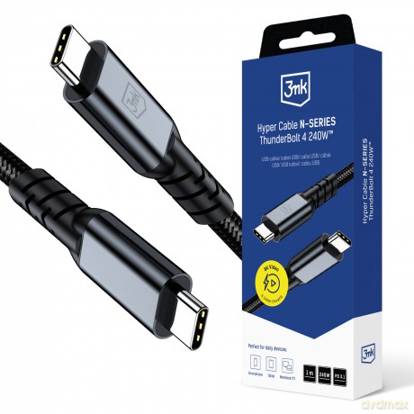 3mk Hyper Cable N-SERIES Thunderbolt 4 1m 48V/5A 40Gb/s 240W 8K60Hz Black
