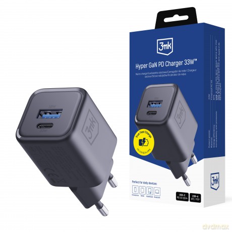 3mk Hyper Charger PD 33W GaN QC4+ PPS AFC FCP SCP 1A1C Black