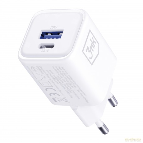 3mk Hyper Charger PD 33W GaN QC4+ PPS AFC FCP SCP 1A1C White