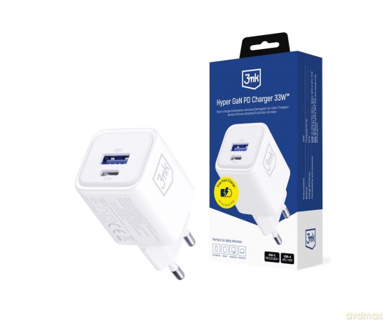 3mk Hyper Charger PD 33W GaN QC4+ PPS AFC FCP SCP 1A1C White