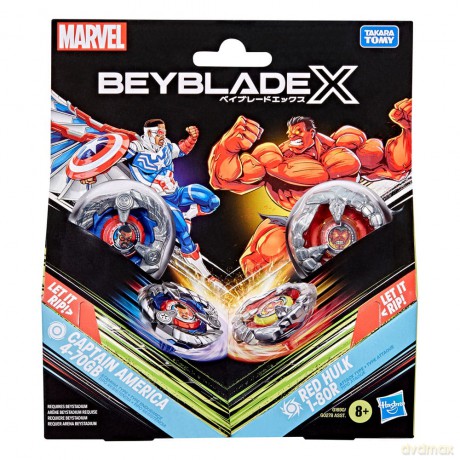 Beyblade X and Marvel Collab Captain America 4-70GB vs. Red Hulk 1-80R