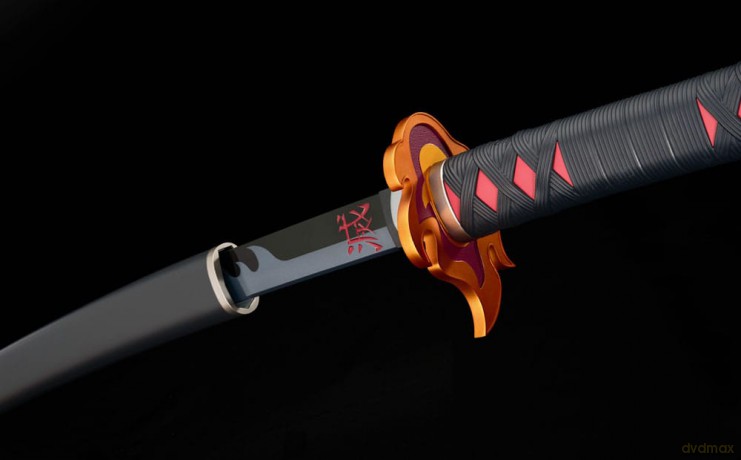Demon Slayer: Kimetsu no Yaiba Proplica Replica 1/1 Nichirin Sword (Tanjiro Kamado) Kyojuro Rengoku's Sword Gueard Ver. 88 cm