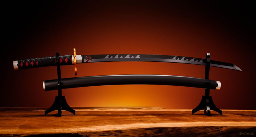 Demon Slayer: Kimetsu no Yaiba Proplica Replica 1/1 Nichirin Sword (Tanjiro Kamado) Kyojuro Rengoku's Sword Gueard Ver. 88 cm