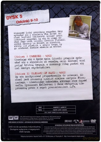 Prison Break: Skazany na śmierć Sezon 1 odcinki 9-10 dysk 5[DVD]
