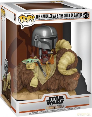 Star Wars The Mandalorian POP! Deluxe Vinyl Figure The Mandalorian on Wantha with Child in Bag 9 cm
