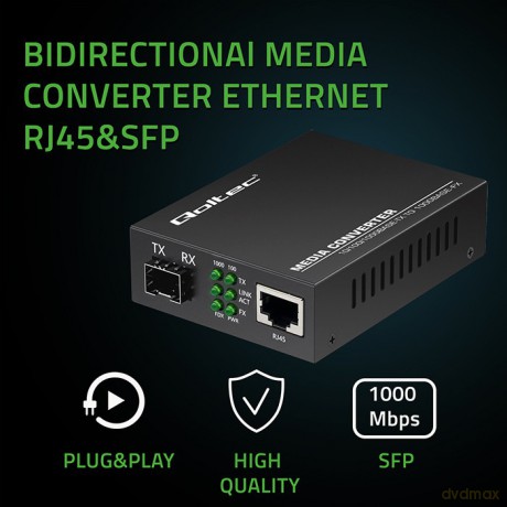 Dwukierunkowy Media Konwerter SWITCH Ethernet 1x RJ45 1x SFP | 1000Mb/s | 5V