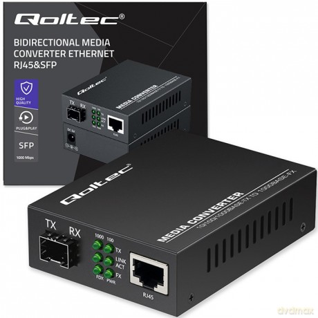 Dwukierunkowy Media Konwerter SWITCH Ethernet 1x RJ45 1x SFP | 1000Mb/s | 5V