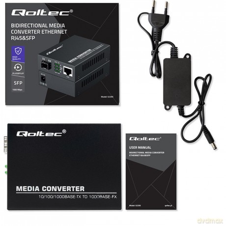 Dwukierunkowy Media Konwerter SWITCH Ethernet 1x RJ45 1x SFP | 1000Mb/s | 5V