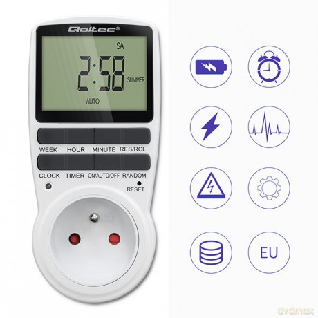 Elektroniczny programator czasowy PC0628 | 3680W | 16A | LCD