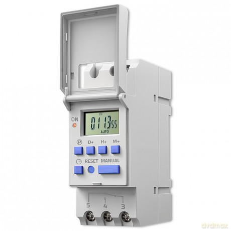 Elektroniczny programator czasowy TIMER na szynę DIN z wbudowaną baterią | harmonogram 7 dni | 16 programów