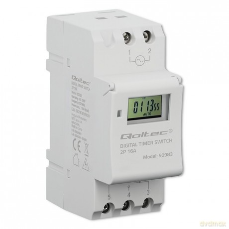 Elektroniczny programator czasowy TIMER na szynę DIN z wbudowaną baterią | harmonogram 7 dni | 16 programów