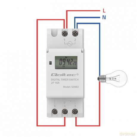 Elektroniczny programator czasowy TIMER na szynę DIN z wbudowaną baterią | harmonogram 7 dni | 16 programów