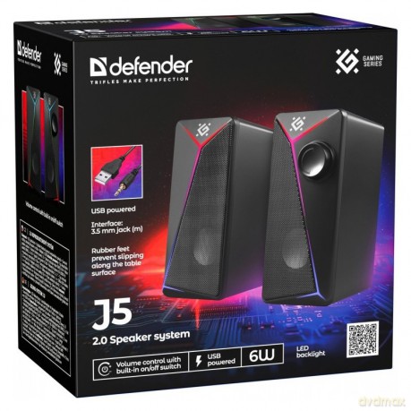 Głośniki komputerowe J5 2.0 6W LED USB Czarne