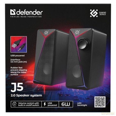 Głośniki komputerowe J5 2.0 6W LED USB Czarne