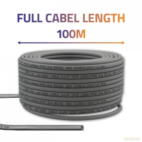 Kabel patchcord sieciowy skrętka UTP | Miedziany Cu | CAT6 | Highspeed 1Gb/s | LAN | 100m | Szary