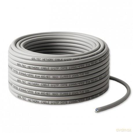 Kabel patchcord sieciowy skrętka UTP | Miedziany Cu | CAT6 | Highspeed 1Gb/s | LAN | 50m | Szary