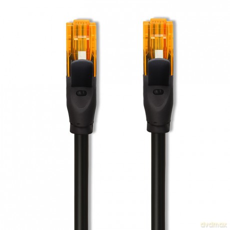 Kabel patchcord UTP | kat.6 | 2 x RJ-45 | High speed 1Gb/s | Pozłacane styki | 10m | Czarny