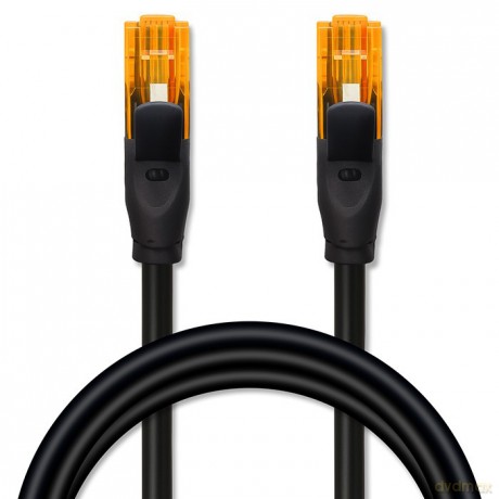Kabel patchcord UTP | kat.6 | 2 x RJ-45 | High speed 1Gb/s | Pozłacane styki | 20m | Czarny
