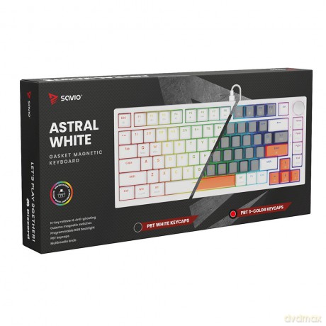 Klawiatura magnetyczna ASTRAL White OUTEMU White jade RGB 3 kolory keycapów