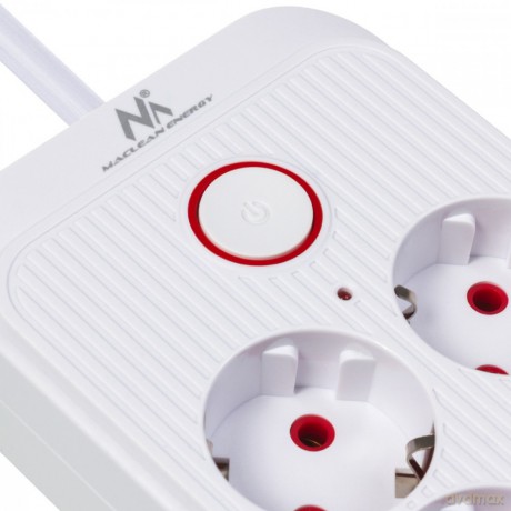 Listwa zasilająca MCE391 W 6 gniazd 4xUSB-A 1xUSB-C 110-240V AC 50/60Hz, 2.1A max 2500W, biała