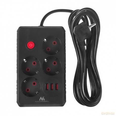 Listwa zasilająca MCE393 B 4 gniazda 3xUSB 110-240V AV 50/60Hz 1A max 2500W 3m czarna