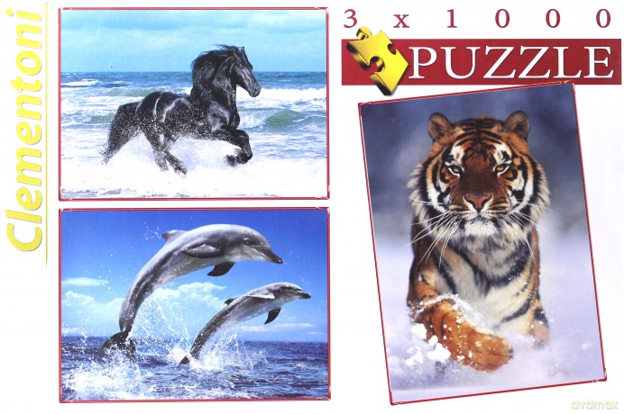 CLEMENTONI 3x1000 Element. Zwierzęta [PUZZLE]