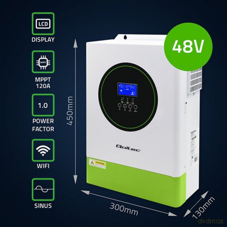 Modularny Hybrydowy Inwerter solarny Off-Grid 6.2kVA | 6.2kW | 120A | MPPT | 12 jednostek | BMS | Sinus | opcja Wi-Fi | Power Factor 1.0