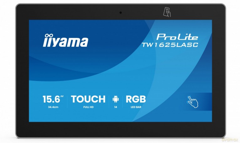 Monitor 16 cali TW1625LASC-B3PNR ANDROID 14,FHD,10PKT,450cd,2x2W, 4xUSB, 1xUSB-C,RJ45, MIC, RK3567, 4/32GB, LED lightbar, iiSign2, NFC, 24/7
