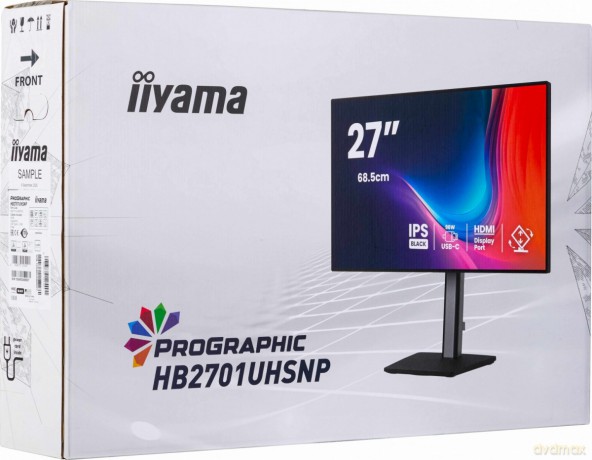 Monitor 27 cali ProGraphic HB2701UHSNP-B1 4K,IPS BLACK 2.0,450cd,VESA USB-c dock(PD:96W),HDMI,DP,DAISY/CHAIN,4xUSB,RJ45,3000:1,sRGB:100%,DCI-P3:99%,KV