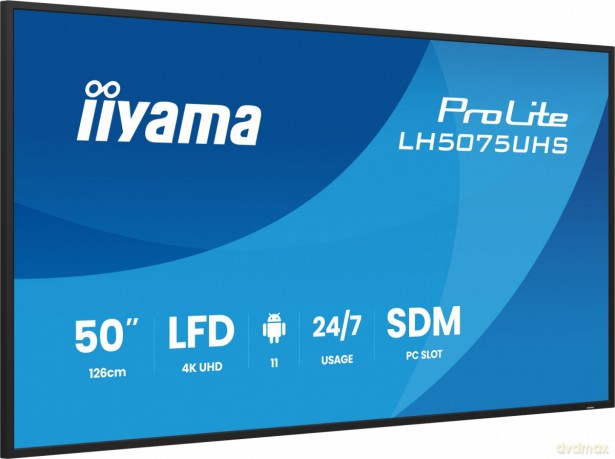 Monitor 50 cali LH5075UHS-B2AG,24/7,VA,ANDROID.11,4K,500cd,3xHDMI,DP, RJ45,2x10W,2xUSB,WiFi,4/32GB,24/7,A311D2, full daisy chain, i