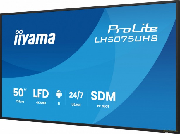 Monitor 50 cali LH5075UHS-B2AG,24/7,VA,ANDROID.11,4K,500cd,3xHDMI,DP, RJ45,2x10W,2xUSB,WiFi,4/32GB,24/7,A311D2, full daisy chain, i