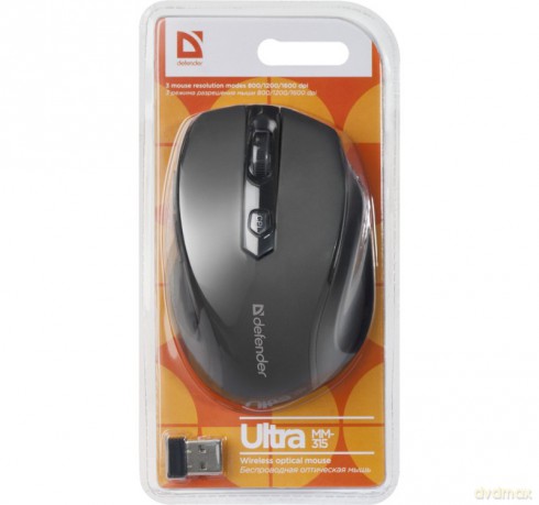 Mysz bezprzewodowa ULTRA MM-315 RF czarna 1600 dpi 6P