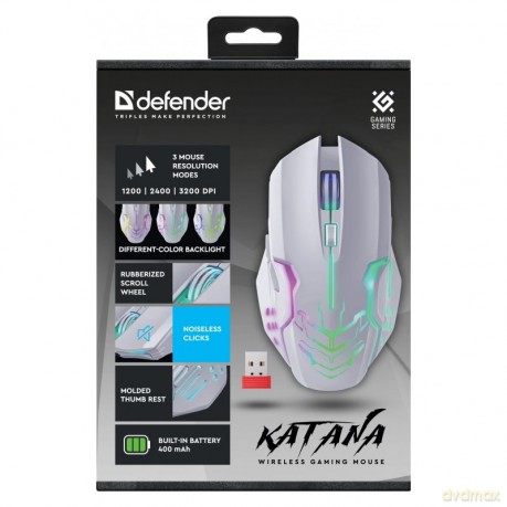 Mysz gamingowa bezprzewodowa KATANA RF 3200DPI 7P Biała