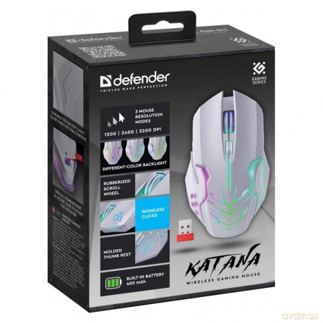 Mysz gamingowa bezprzewodowa KATANA RF 3200DPI 7P Biała