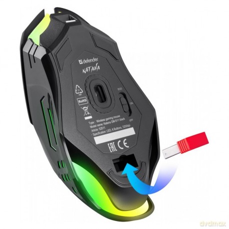 Mysz gamingowa bezprzewodowa KATANA RF 3200DPI 7P Czarna