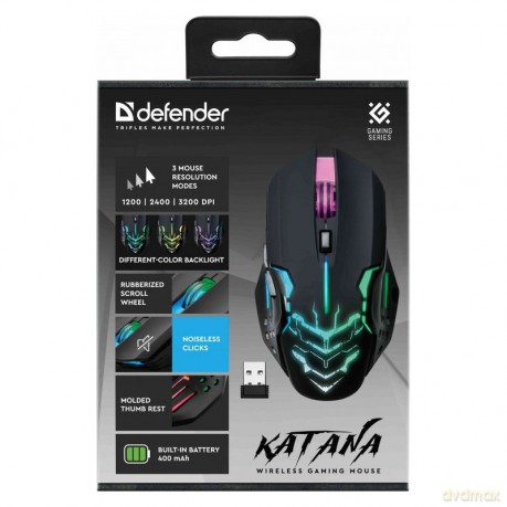Mysz gamingowa bezprzewodowa KATANA RF 3200DPI 7P Czarna