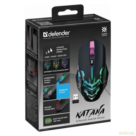 Mysz gamingowa bezprzewodowa KATANA RF 3200DPI 7P Czarna