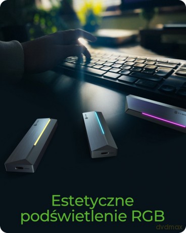 Obudowa dysku IB-1826MCL-CU31 M.2 NVMe i SATA obudowa, RGB lighting, USB 3.2 Gen 2, 10 Gbps