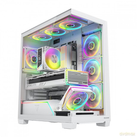 Obudowa PC VOLCANO STELLAR PLUS ARGB MIDI 8F Biała