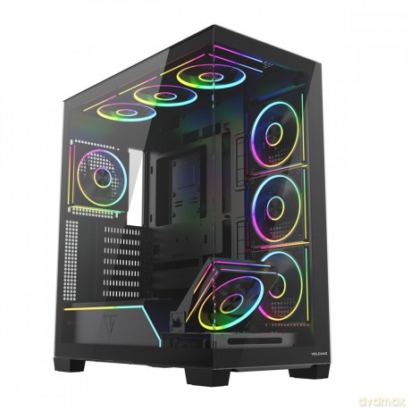 Obudowa PC VOLCANO STELLAR PLUS ARGB MIDI 8F Czarna