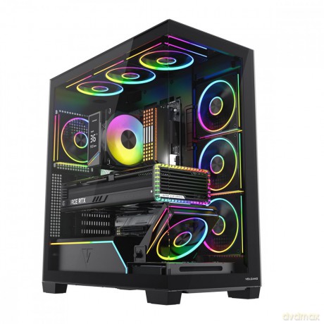 Obudowa PC VOLCANO STELLAR PLUS ARGB MIDI 8F Czarna