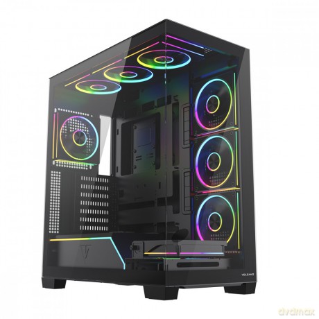Obudowa PC VOLCANO STELLAR PLUS ARGB MIDI 8F Czarna