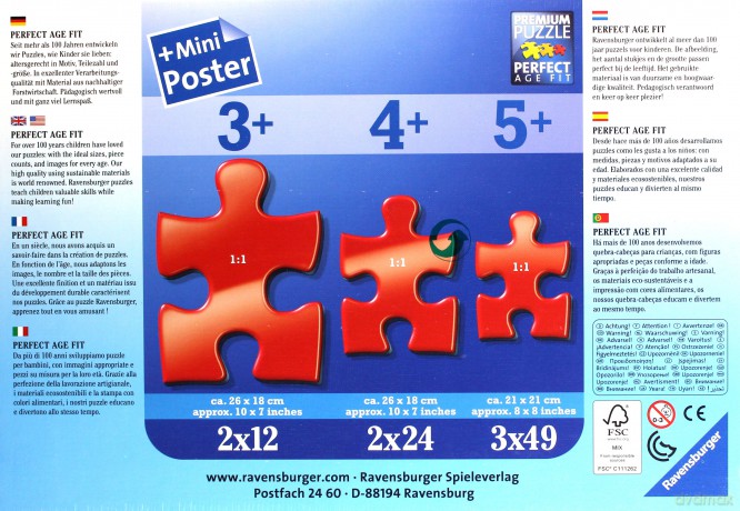 RAVENSBURGER 3x49 el. Elsa Anna & Olaf [PUZZLE]