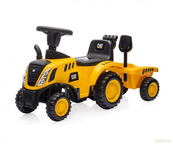 Pojazd CAT Traktor z przyczepą żółty jeździk
