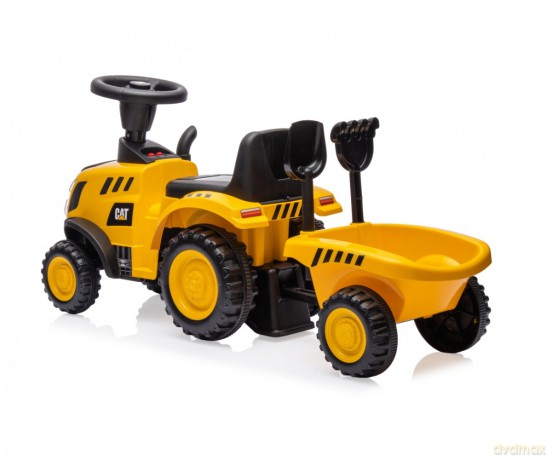Pojazd CAT Traktor z przyczepą żółty jeździk