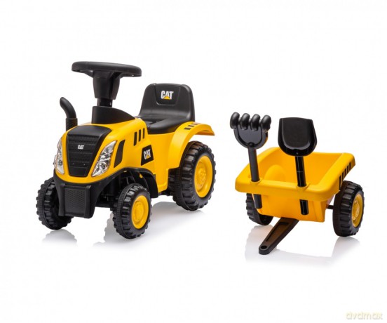 Pojazd CAT Traktor z przyczepą żółty jeździk