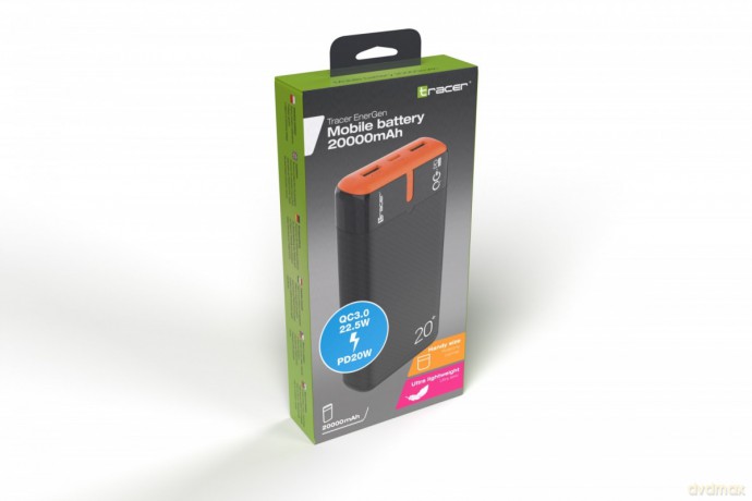 Power bank EnerGen 20000mAh PD+QC3.0 czarno-pomarańczowy